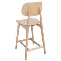 LUNA-1-ST σκαμπό ψηλό με πλάτη ξύλινο ΦΥΣΙΚΟ / 44x48xH104